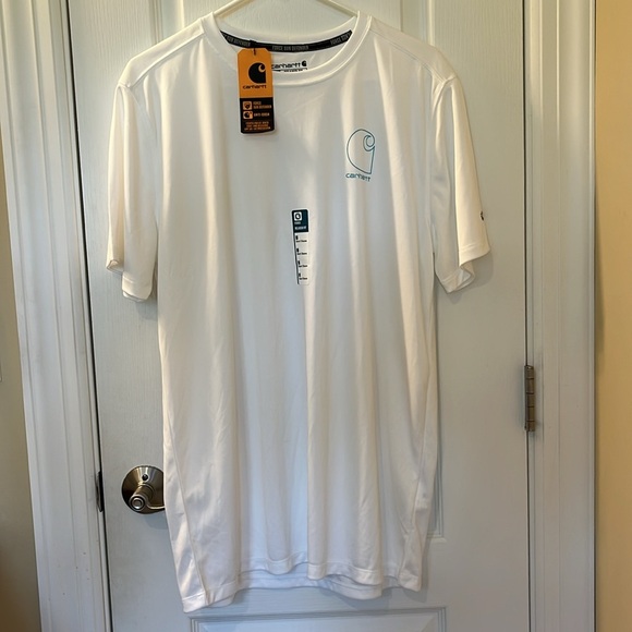 🆕Carhartt Men’s Shirt Force Sun Defender Short Sleeve UPF 50 Relaxed Fit White M - Picture 2 of 11